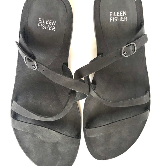 Eileen Fisher black Dali slide sandals slim strap - Picture 13 of 14